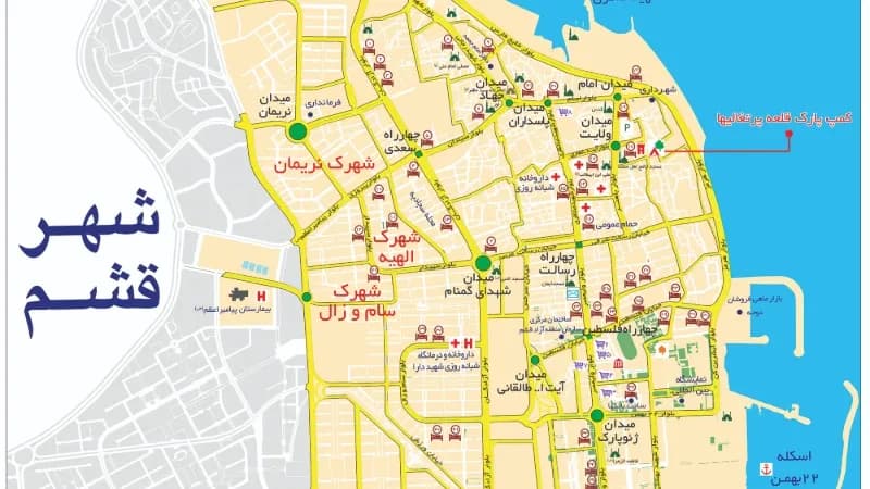 نقشه هوایی و لوکیشن‌محور جزیره قشم