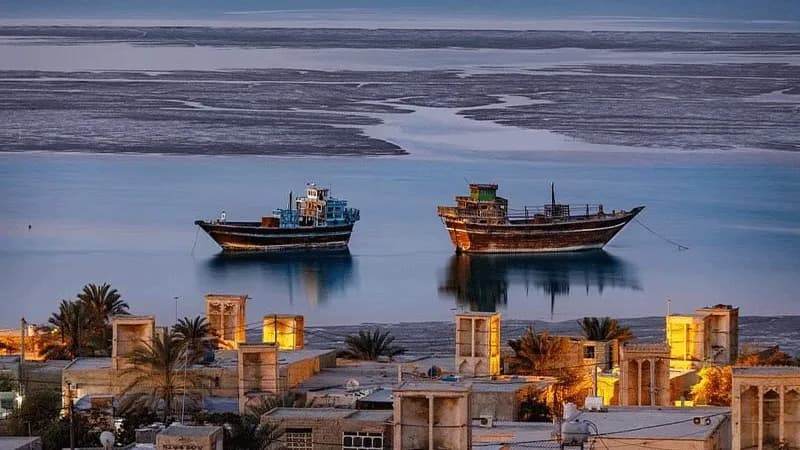 غروب آفتاب در بندر لافت قشم