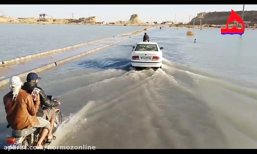 آب گرفتگی جاده رمچاه پس از بارندگی روز 20 دی 1398
