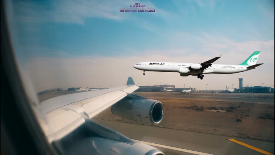 فراز (تیک آف) ایرباس 340 سری 300 هواپیمایی ماهان با صدای موتور هواپیما