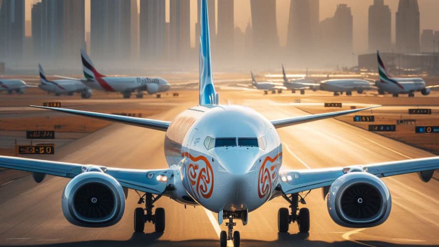 تاکسی بویینگ 737 مکس شرکت هواپیمای فلای دوبی // Fly Dubai Boeing 737