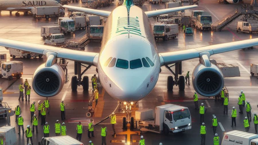 تاکسی هواپیمای ایرباس 320 سعودی در فرودگاه دوبی // Saudia airlines airbus a320