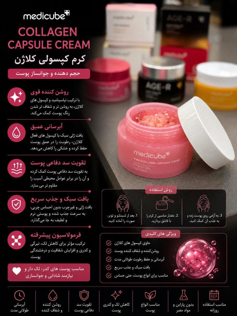 کرم کپسولی کلاژن پینک مدیکیوب